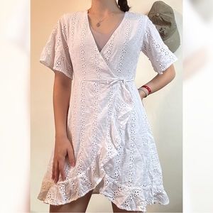 Japna women’s XS white wrap dress | eyelet detailed dress